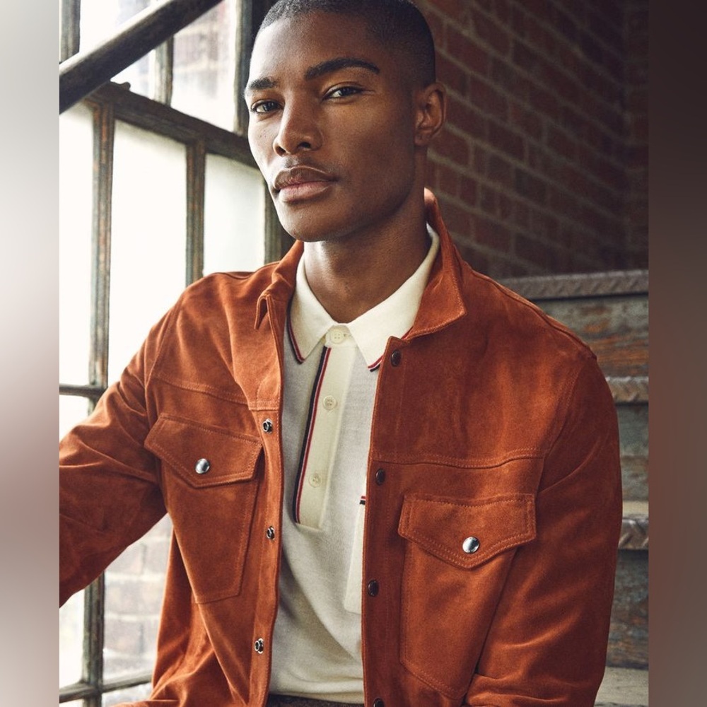 Todd Snyder ITALIAN SUEDE SNAP DYLAN JACKET IN BURNT ORANGE, Men’s size XXL, NWT